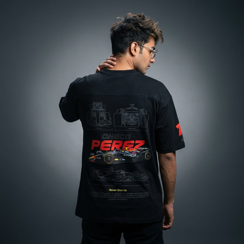 F1 Checo Perez Premium Oversized Printed T-Shirt