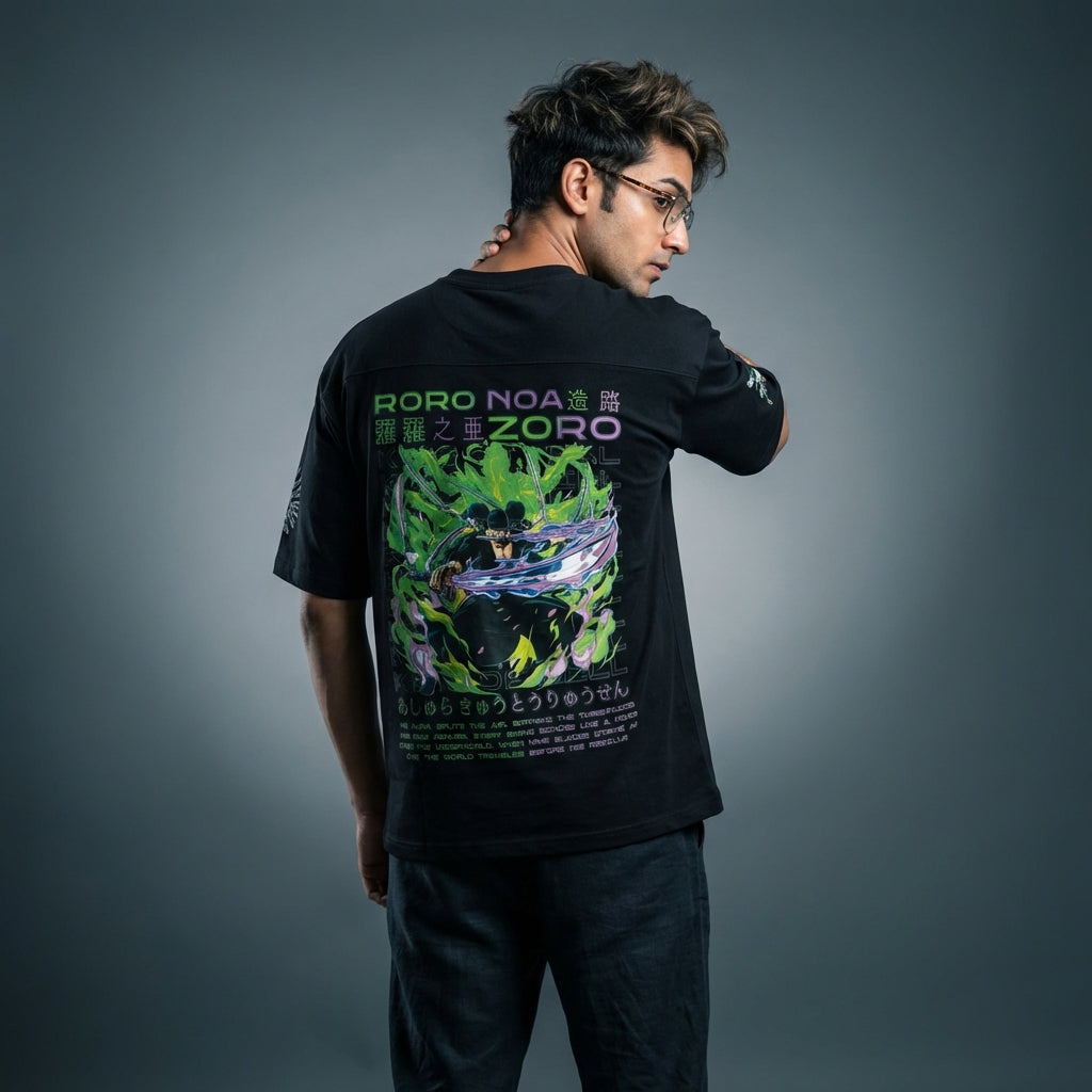 One Piece Zoro Premium Oversized Printed T-Shirt